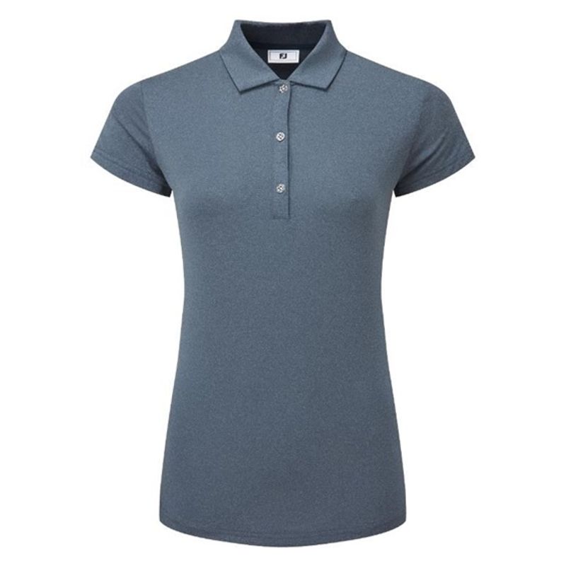 FJ - Cap Sleeve Lisle Polo, heather navy